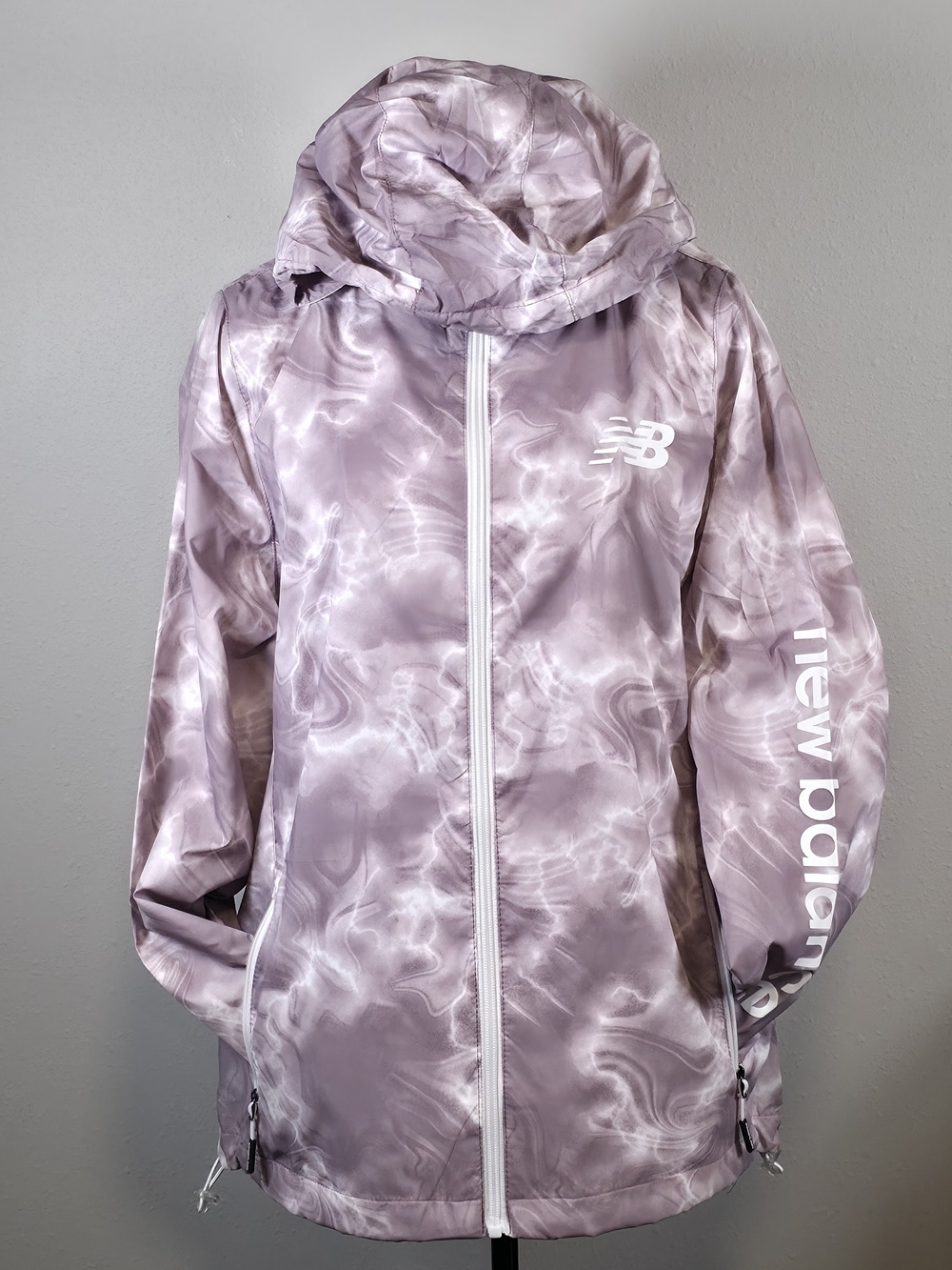 New Balance Lavender Marble Hooded Rain Jacket